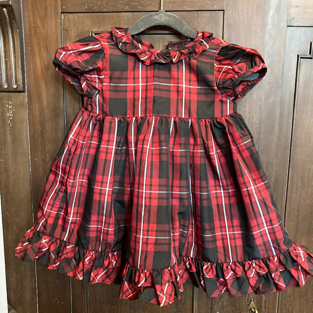 Baby girls tartan Red and black dress size 12 months